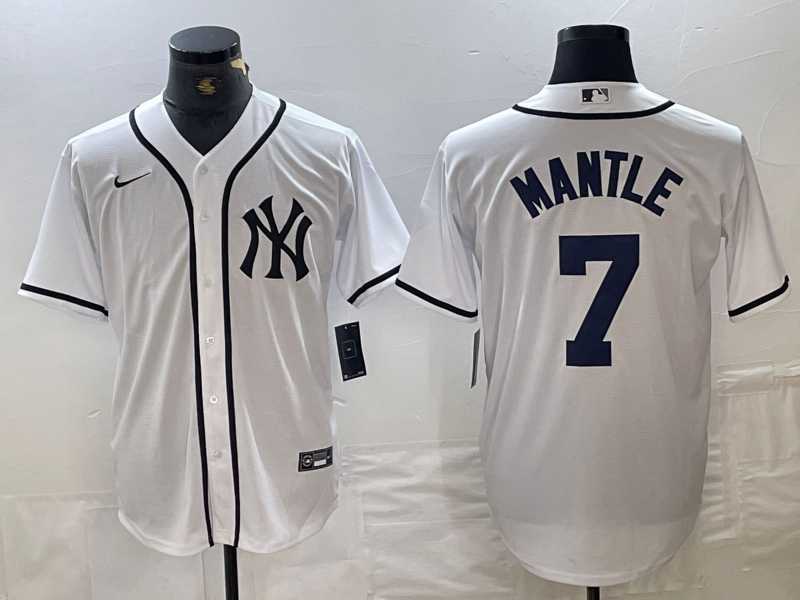 Men%27s New York Yankees #7 Mickey Mantle White Fashion Cool Base Jersey->new york yankees->MLB Jersey